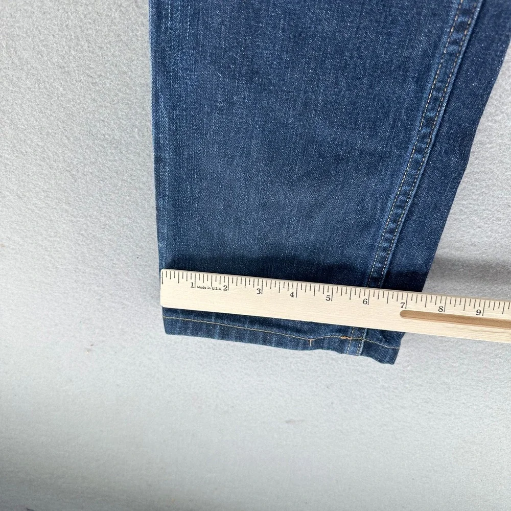 True Religion Geno Jeans Made In USA Dark Wash Denim 32x29 Whiskers Fade Leather - Picture 9 of 10